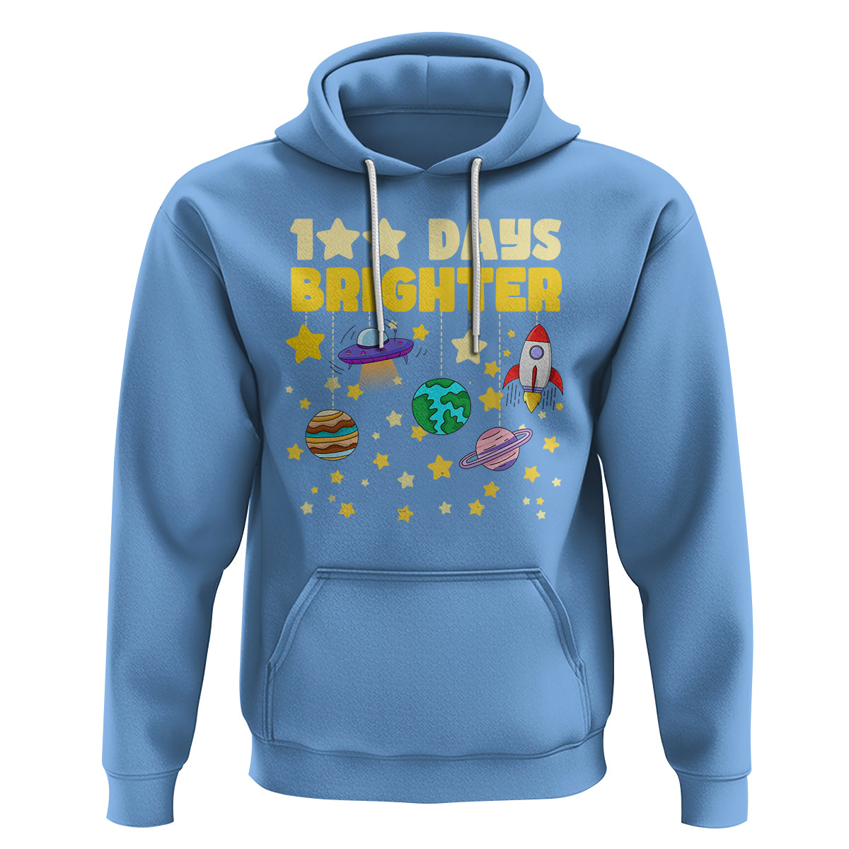 100th Day Of School Hoodie 100 Days Brighter Stars Rocket Outer Space - Wonder Print Shop