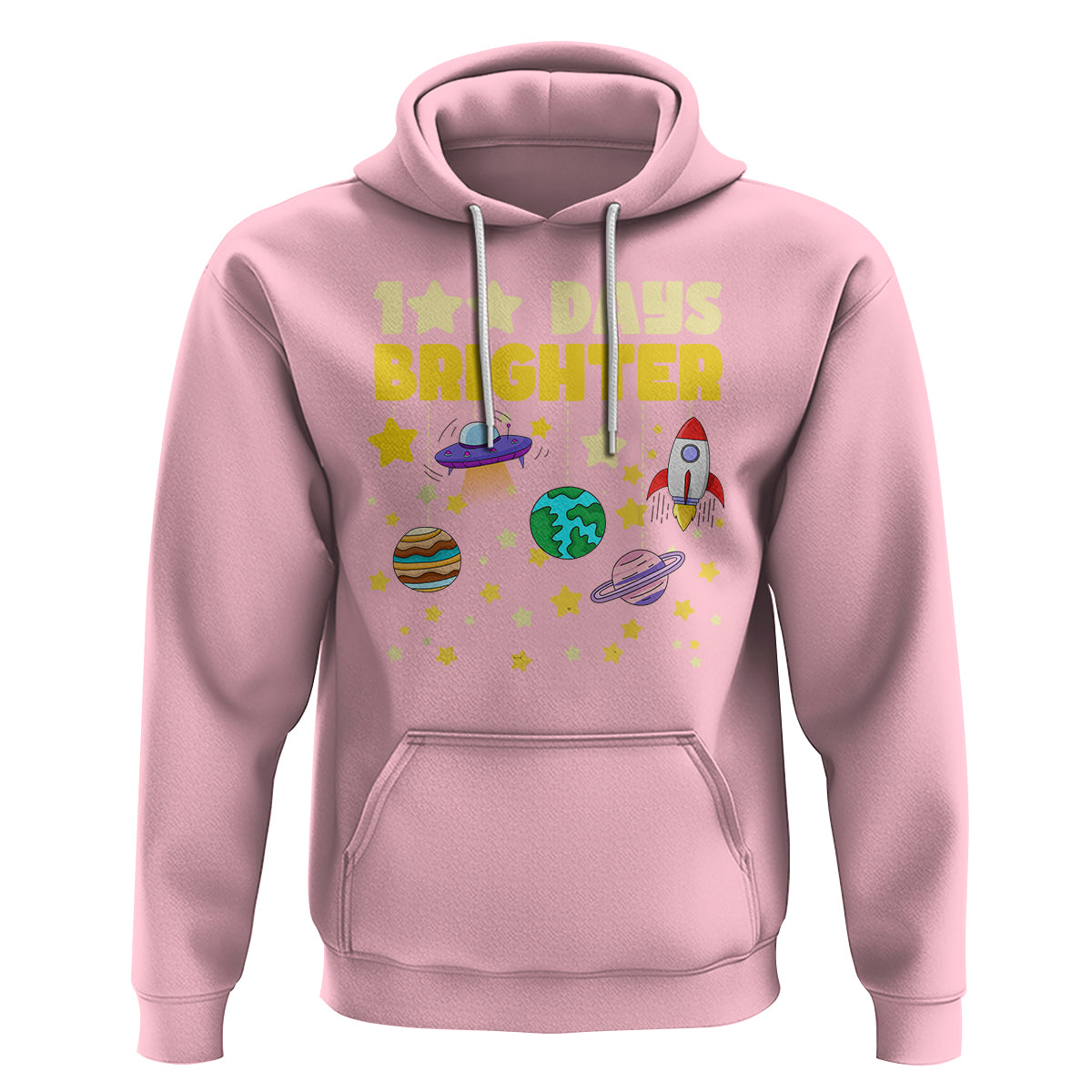 100th Day Of School Hoodie 100 Days Brighter Stars Rocket Outer Space - Wonder Print Shop