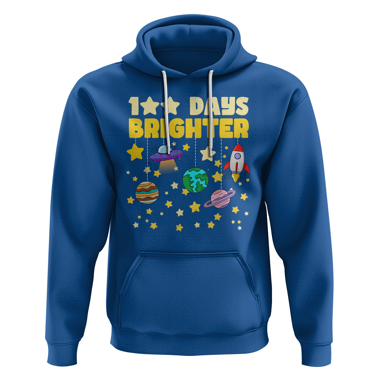 100th Day Of School Hoodie 100 Days Brighter Stars Rocket Outer Space - Wonder Print Shop