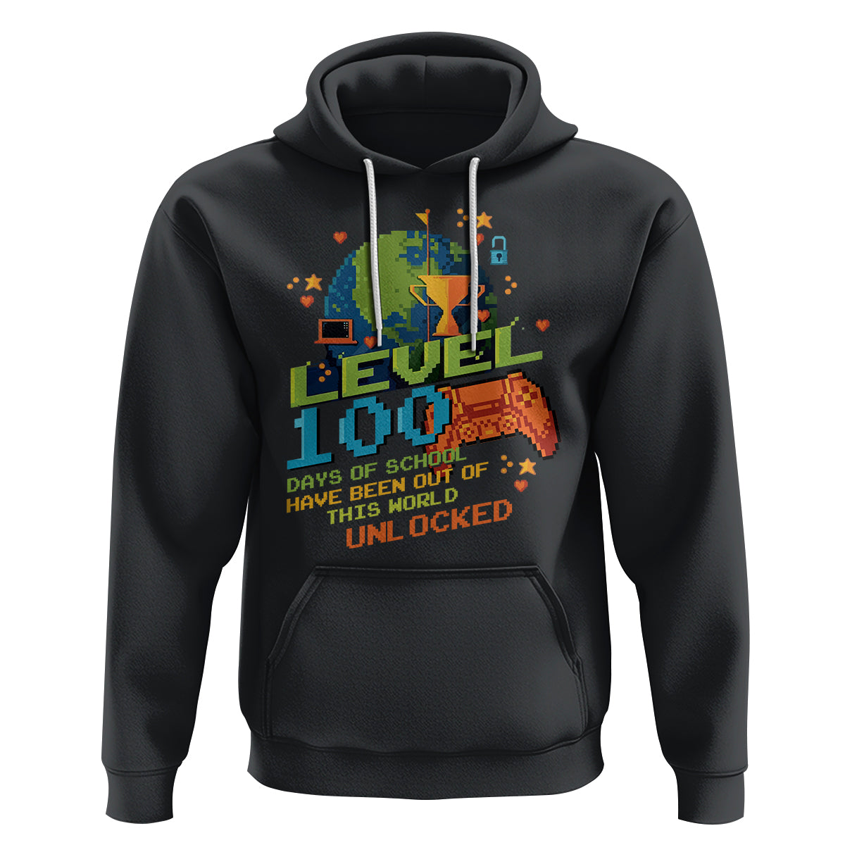 100th Day Of School Hoodie Level 100 Days Have Been Out Of This World Unlocked Gamer Outer Space - Wonder Print Shop