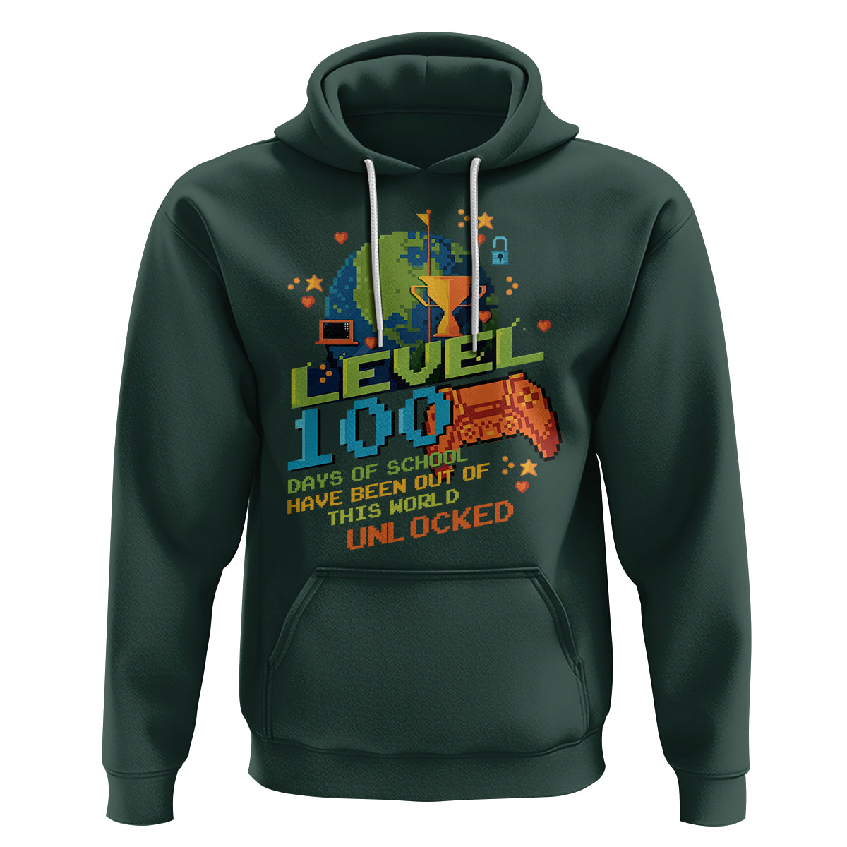 100th Day Of School Hoodie Level 100 Days Have Been Out Of This World Unlocked Gamer Outer Space - Wonder Print Shop
