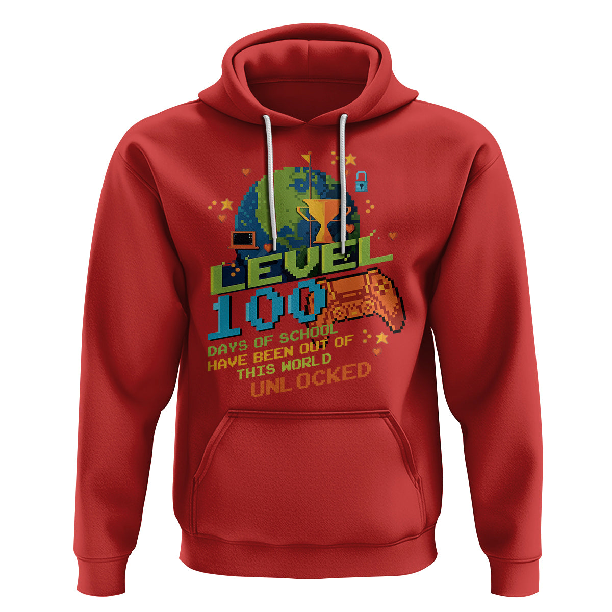 100th Day Of School Hoodie Level 100 Days Have Been Out Of This World Unlocked Gamer Outer Space - Wonder Print Shop