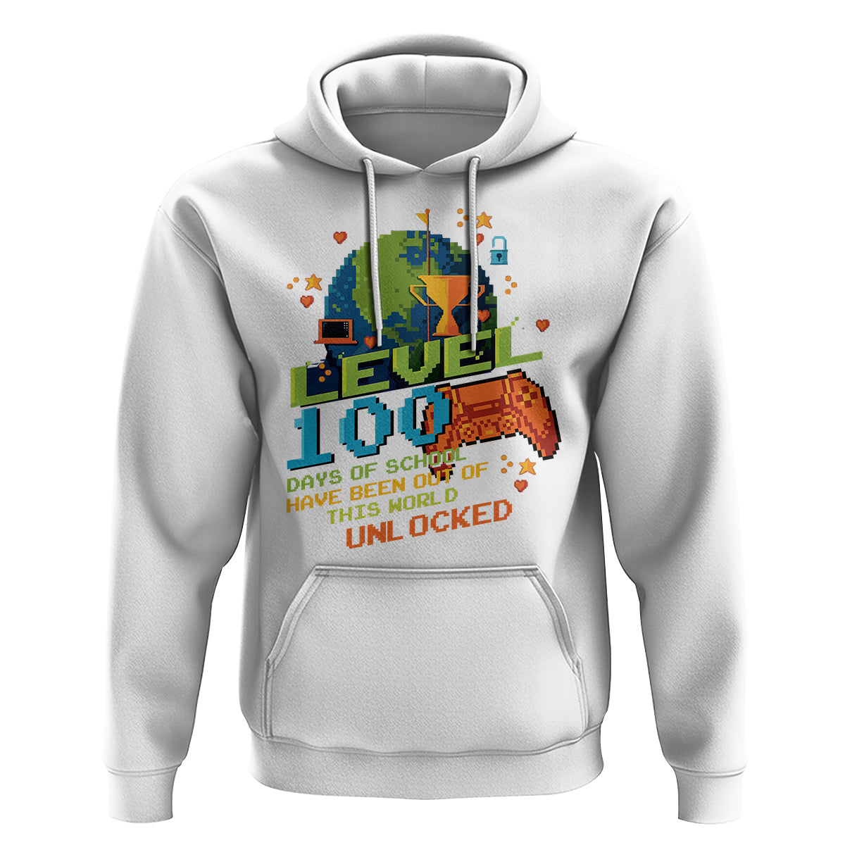 100th Day Of School Hoodie Level 100 Days Have Been Out Of This World Unlocked Gamer Outer Space - Wonder Print Shop