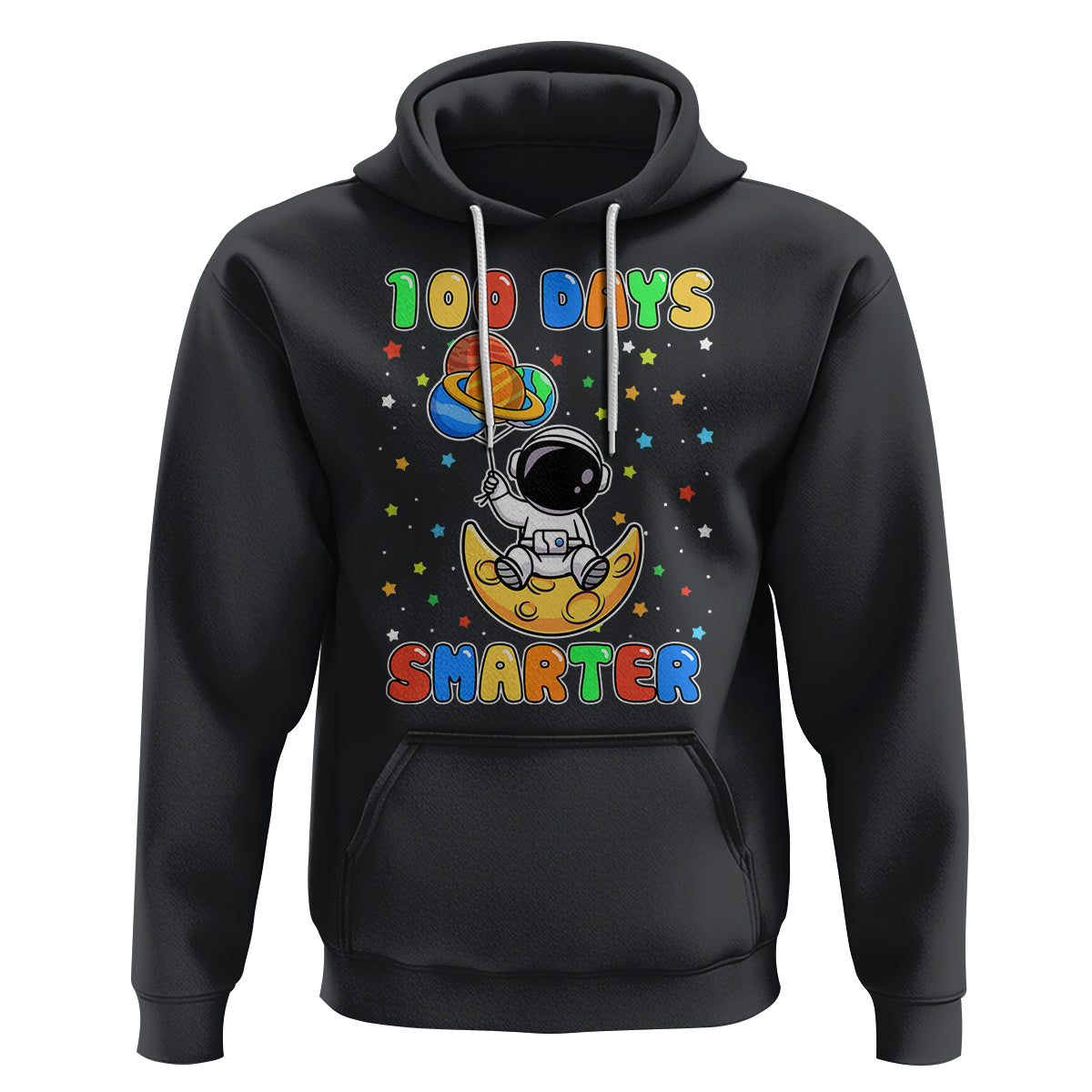 100th Day Of School Hoodie 100 Days Smarter Funny Astronaut Space Balloon - Wonder Print Shop