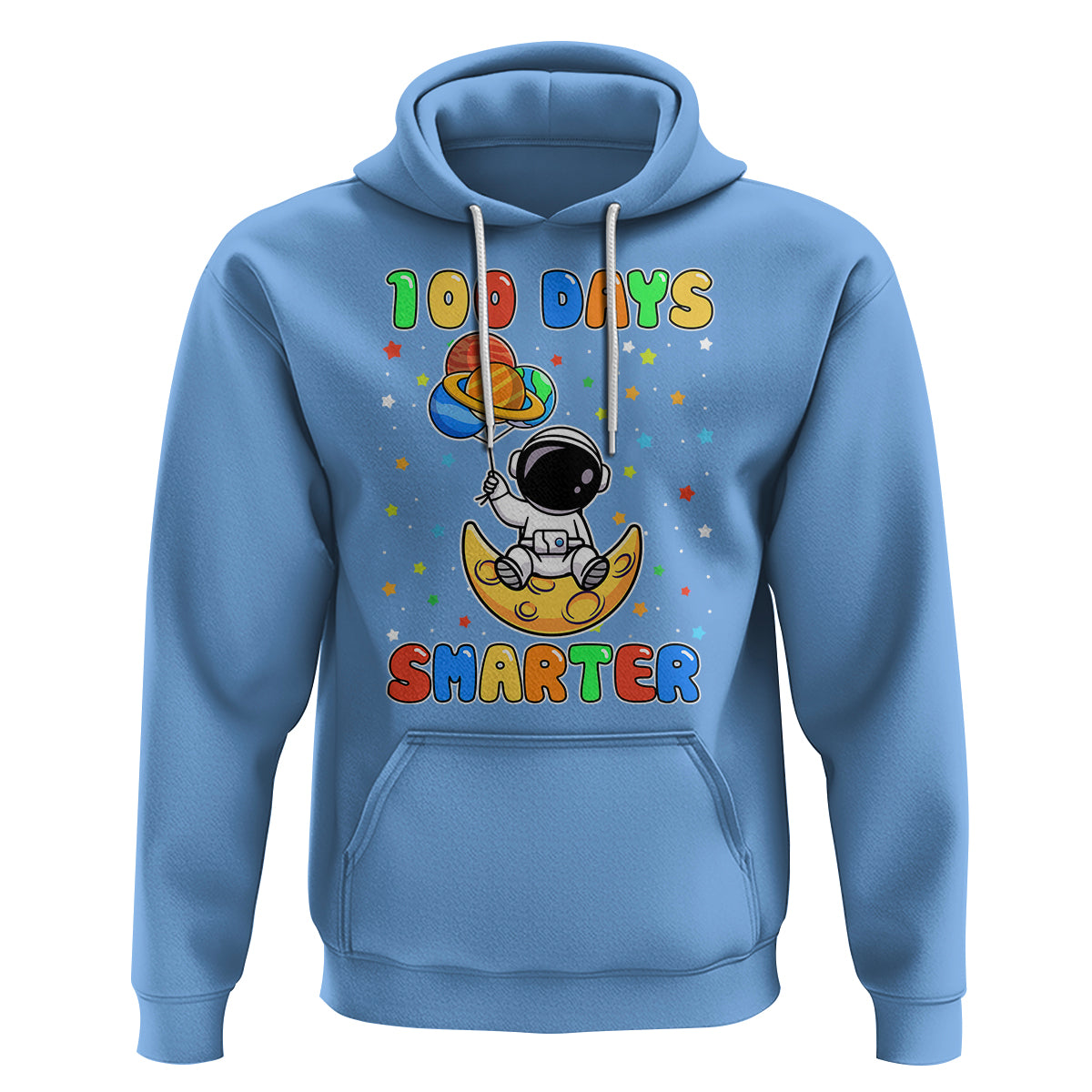 100th Day Of School Hoodie 100 Days Smarter Funny Astronaut Space Balloon - Wonder Print Shop
