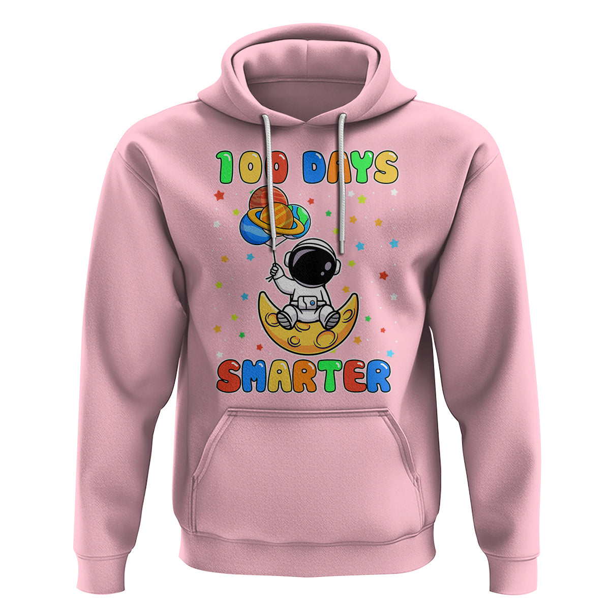 100th Day Of School Hoodie 100 Days Smarter Funny Astronaut Space Balloon - Wonder Print Shop