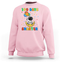 100th Day Of School Sweatshirt 100 Days Smarter Funny Astronaut Space Balloon - Wonder Print Shop
