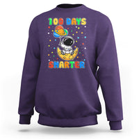 100th Day Of School Sweatshirt 100 Days Smarter Funny Astronaut Space Balloon - Wonder Print Shop