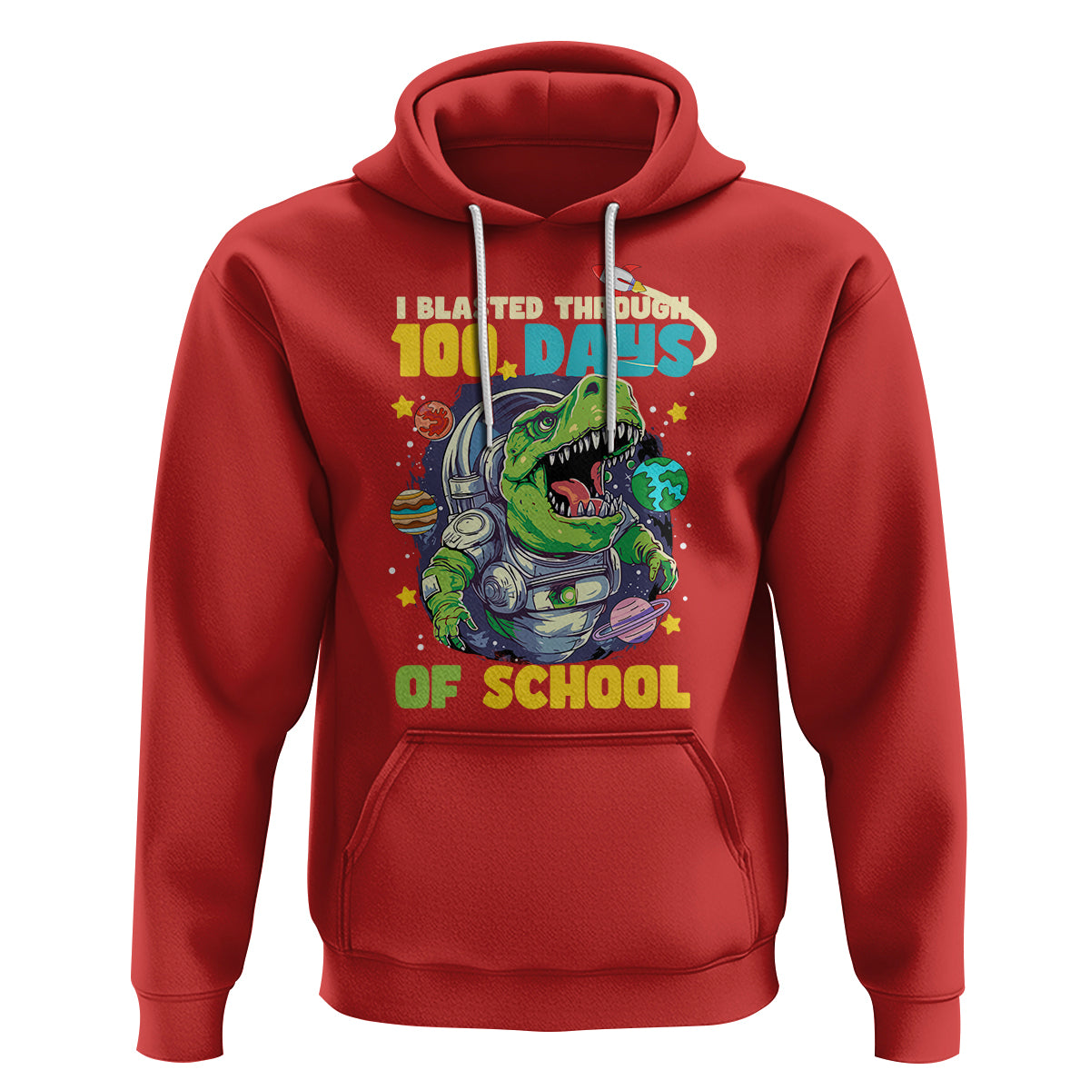 100th Day Of School Hoodie I Blasted Through 100 Days Dinosaur Astronaut - Wonder Print Shop
