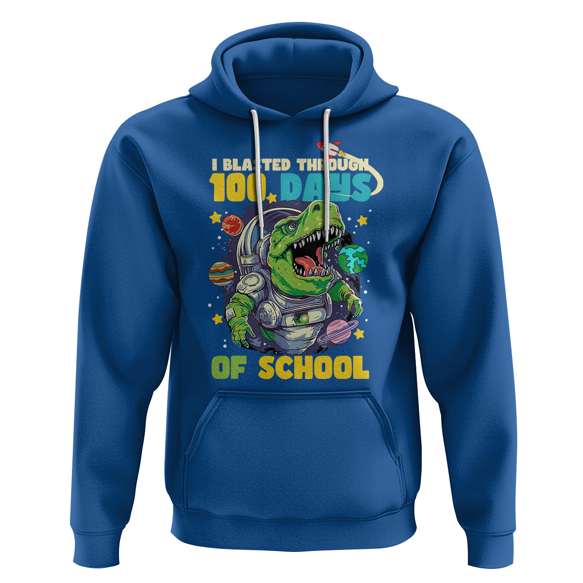 100th Day Of School Hoodie I Blasted Through 100 Days Dinosaur Astronaut - Wonder Print Shop