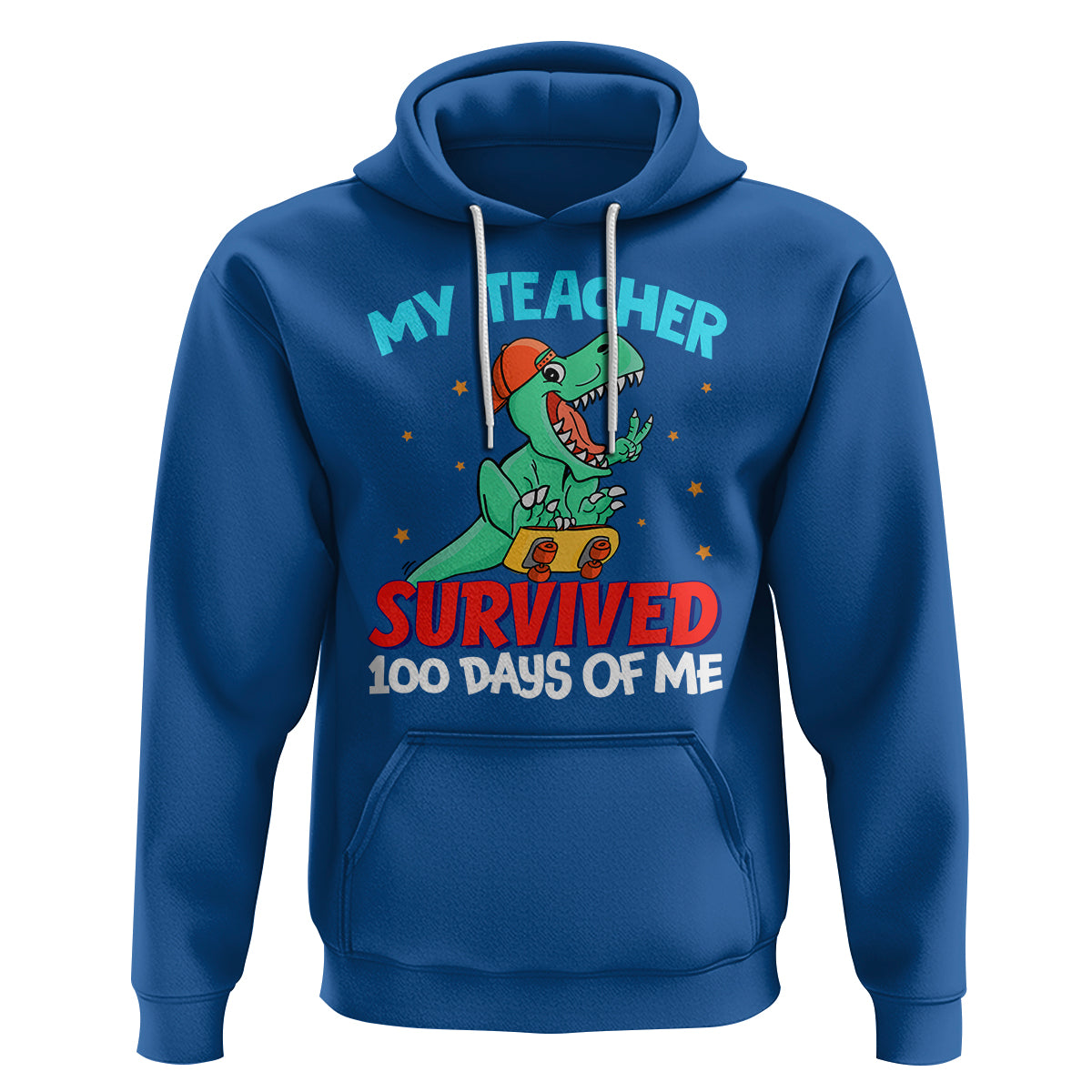 100th Day Of School Hoodie My Teacher Survived 100 Days Of Me Funny Dinosaur - Wonder Print Shop