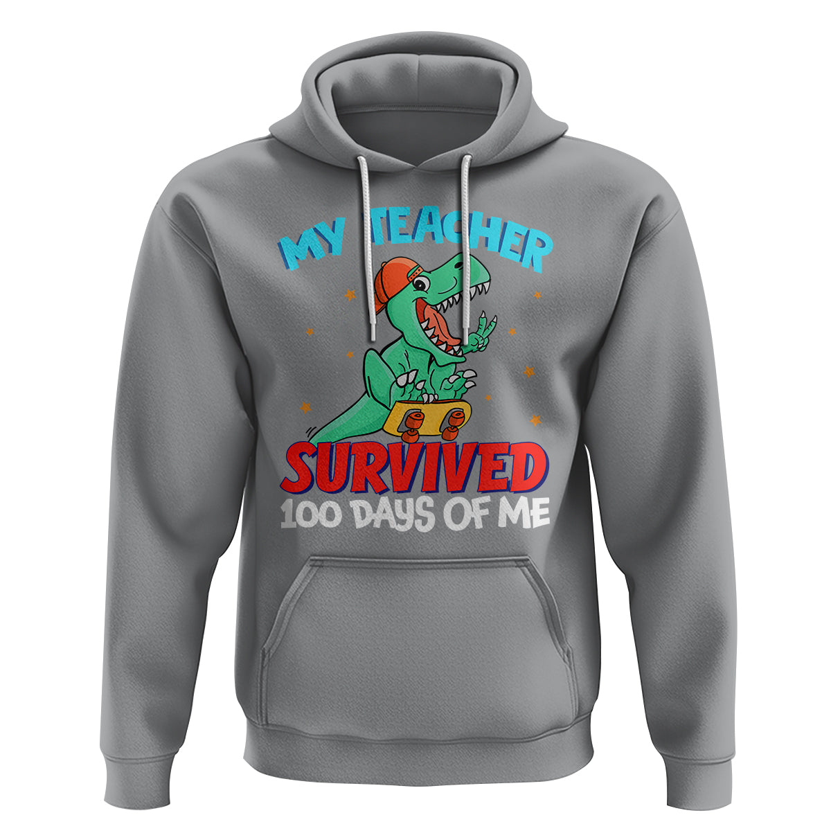 100th Day Of School Hoodie My Teacher Survived 100 Days Of Me Funny Dinosaur - Wonder Print Shop