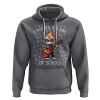 100th Day Of School Hoodie I Rocked 100 Days Funny Cat Play Guitar Rock Lover - Wonder Print Shop