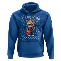 100th Day Of School Hoodie I Rocked 100 Days Funny Cat Play Guitar Rock Lover - Wonder Print Shop