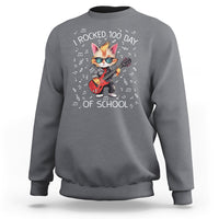 100th Day Of School Sweatshirt I Rocked 100 Days Funny Cat Play Guitar Rock Lover - Wonder Print Shop