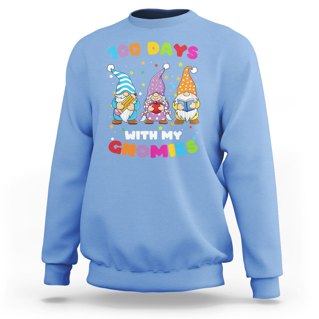 100th Day Of School Sweatshirt 100 Days With My Gnomies Smarter - Wonder Print Shop