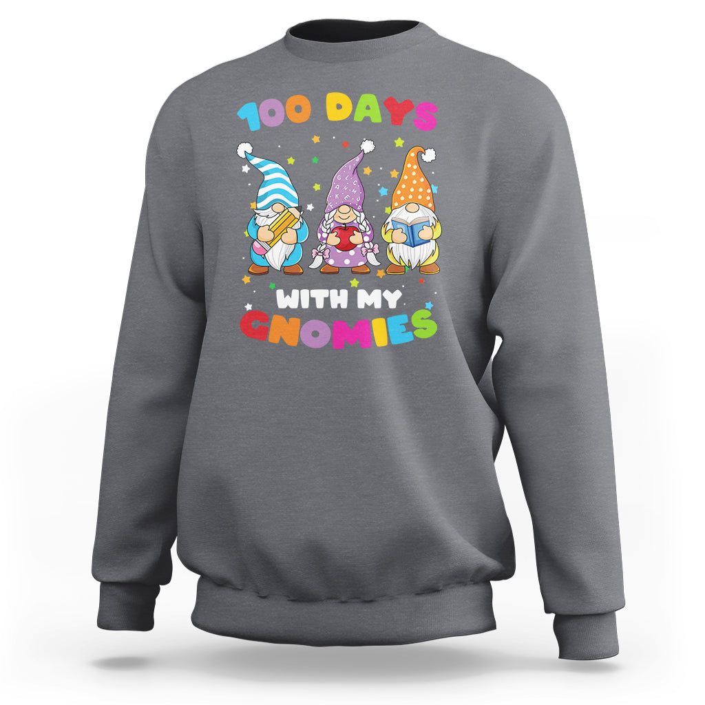 100th Day Of School Sweatshirt 100 Days With My Gnomies Smarter - Wonder Print Shop