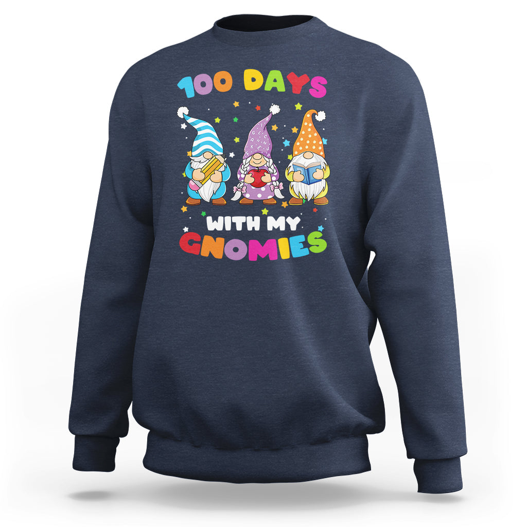 100th Day Of School Sweatshirt 100 Days With My Gnomies Smarter - Wonder Print Shop