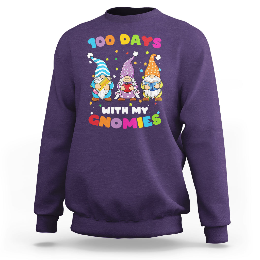 100th Day Of School Sweatshirt 100 Days With My Gnomies Smarter - Wonder Print Shop