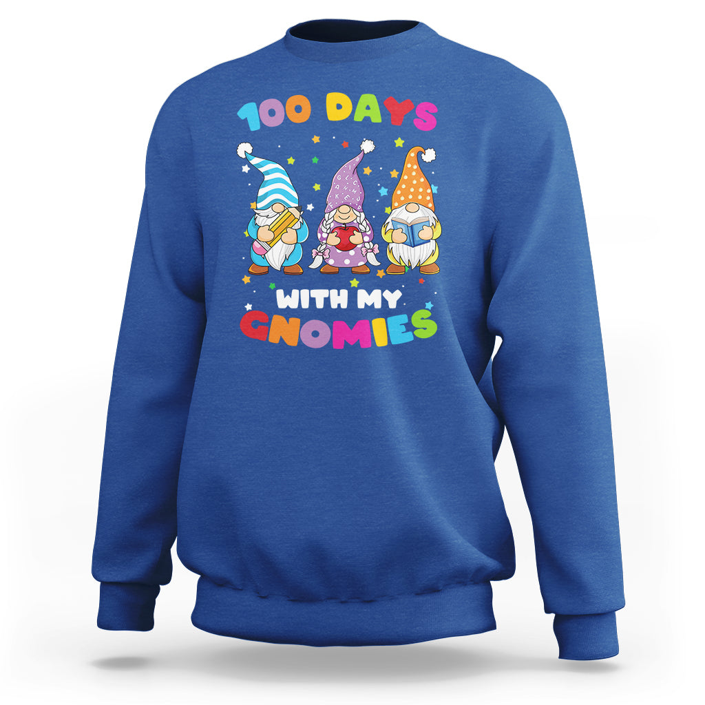 100th Day Of School Sweatshirt 100 Days With My Gnomies Smarter - Wonder Print Shop