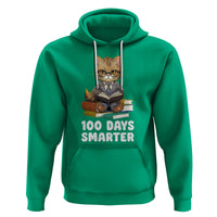 100th Day Of School Hoodie 100 Days Smarter Funny Kitty Cat Reading Book - Wonder Print Shop