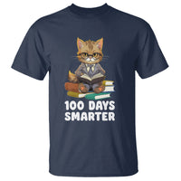 100th Day Of School T Shirt 100 Days Smarter Funny Kitty Cat Reading Book - Wonder Print Shop