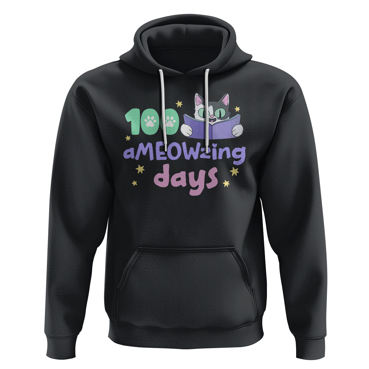100th Day Of School Hoodie 100 Ameowzing Days Cute Cat Reading Book - Wonder Print Shop
