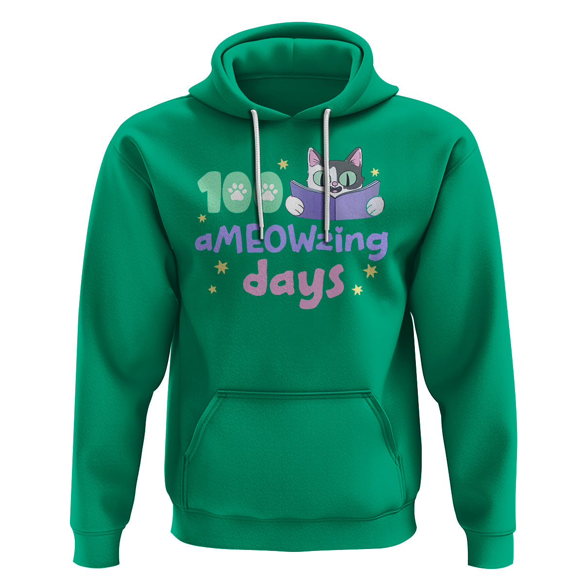 100th Day Of School Hoodie 100 Ameowzing Days Cute Cat Reading Book - Wonder Print Shop