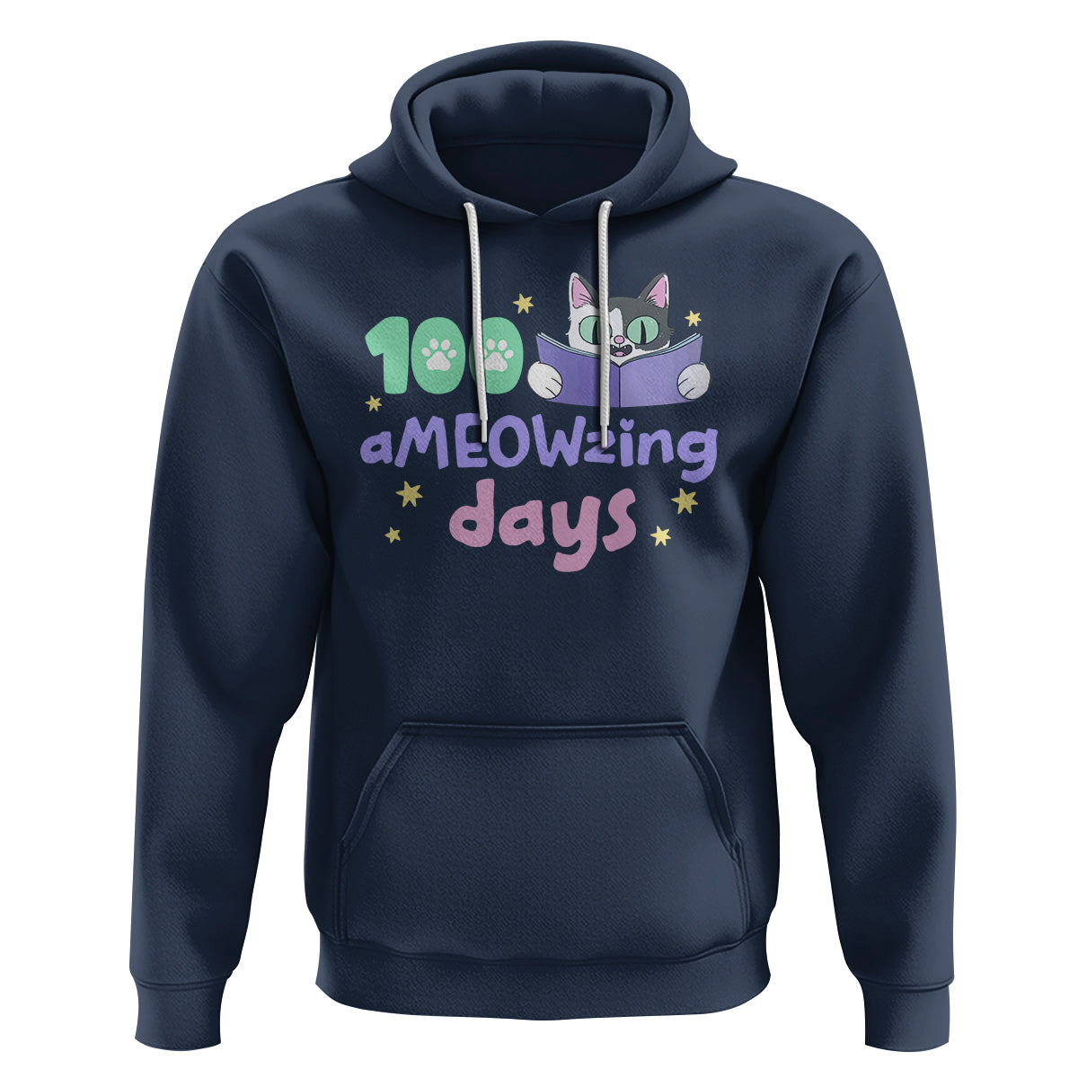 100th Day Of School Hoodie 100 Ameowzing Days Cute Cat Reading Book - Wonder Print Shop