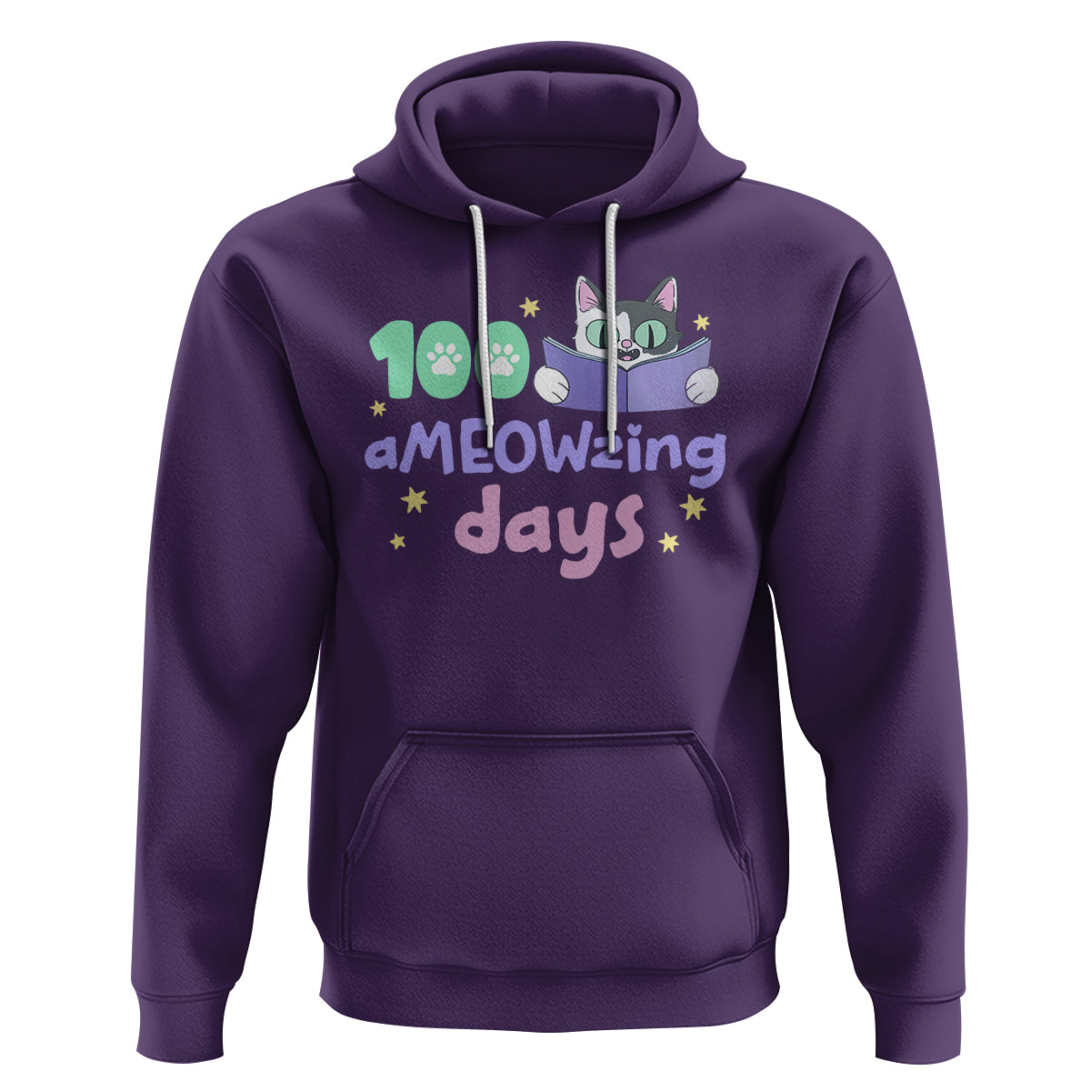 100th Day Of School Hoodie 100 Ameowzing Days Cute Cat Reading Book - Wonder Print Shop