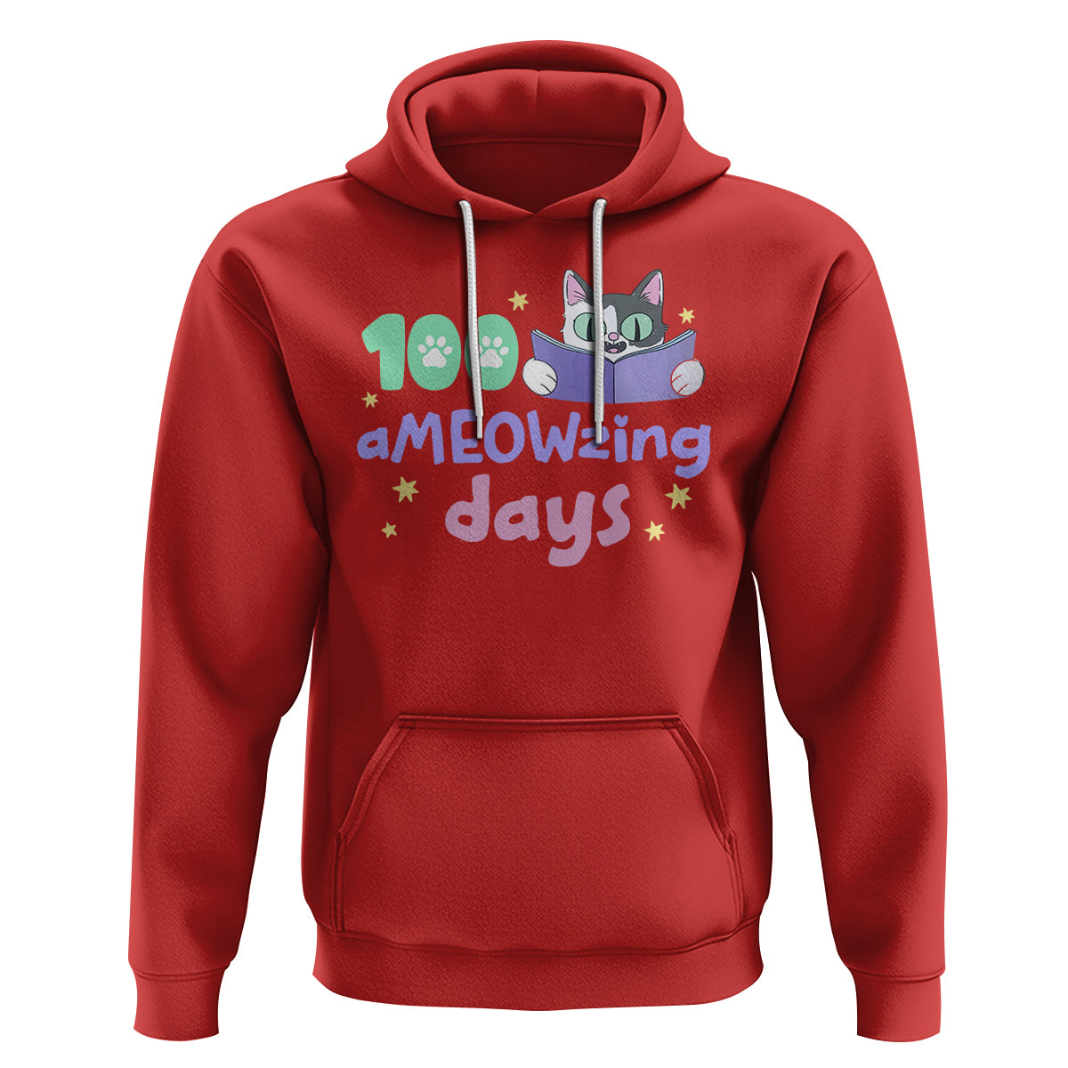 100th Day Of School Hoodie 100 Ameowzing Days Cute Cat Reading Book - Wonder Print Shop