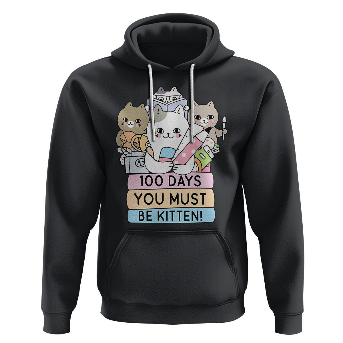 100th Day Of School Hoodie 100 Days You Must Be Kitten Cute Cat - Wonder Print Shop