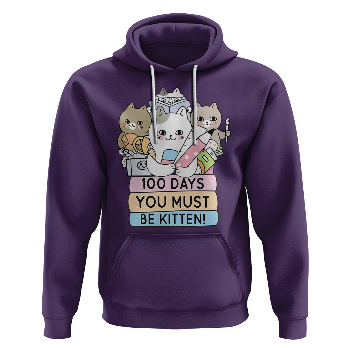 100th Day Of School Hoodie 100 Days You Must Be Kitten Cute Cat - Wonder Print Shop