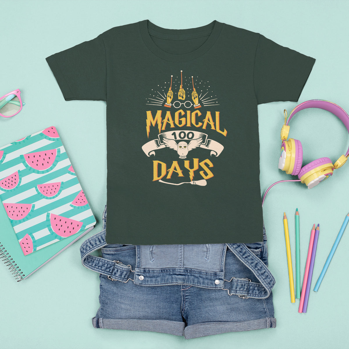 Magical 100 Days Of School Magic Owl T Shirt For Kid - Wonder Print Shop