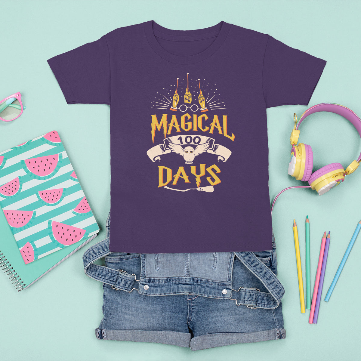 Magical 100 Days Of School Magic Owl T Shirt For Kid - Wonder Print Shop