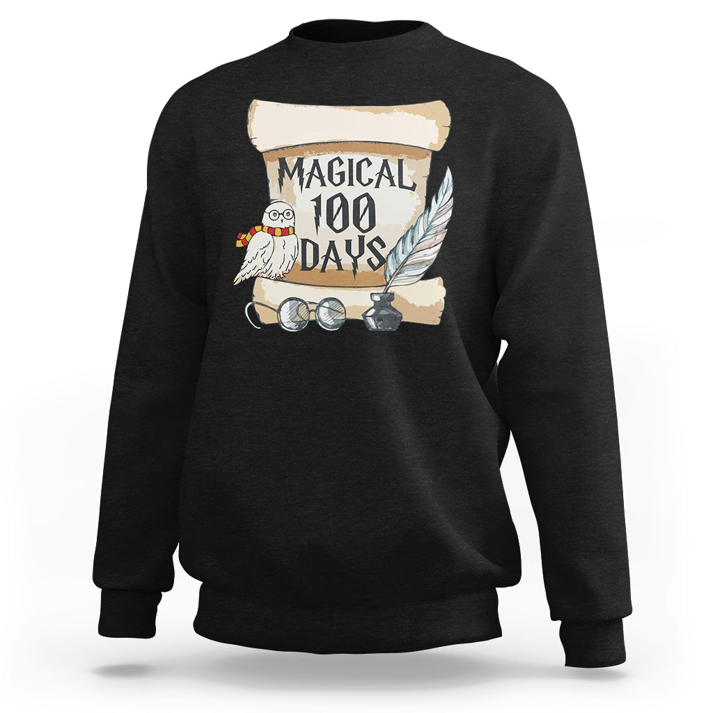 Magical 100 Days Of School Vintage Letter Magic Owl Sweatshirt - Wonder Print Shop