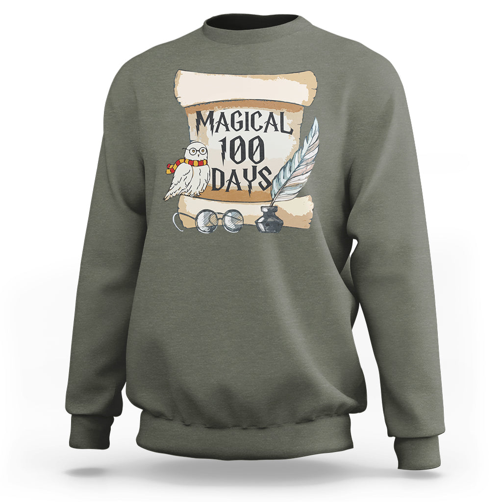 Magical 100 Days Of School Vintage Letter Magic Owl Sweatshirt - Wonder Print Shop