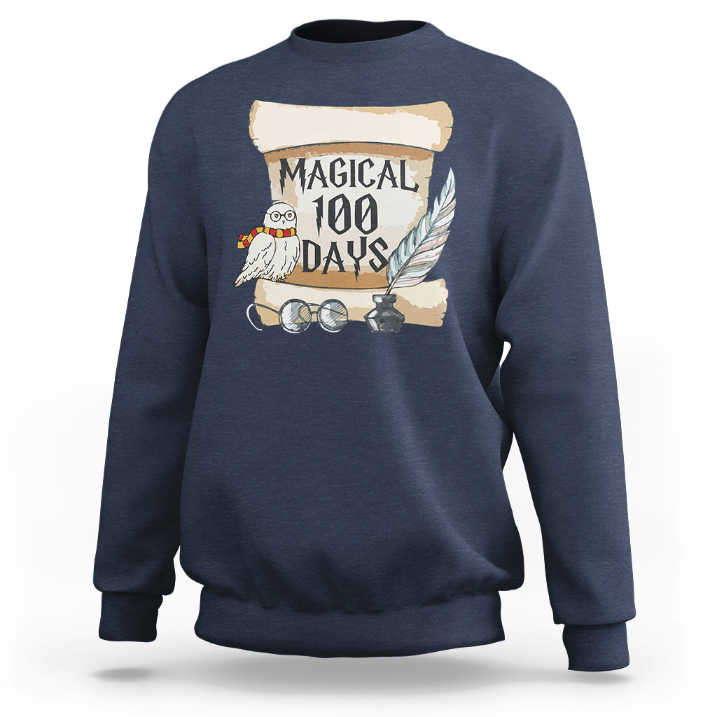 Magical 100 Days Of School Vintage Letter Magic Owl Sweatshirt - Wonder Print Shop