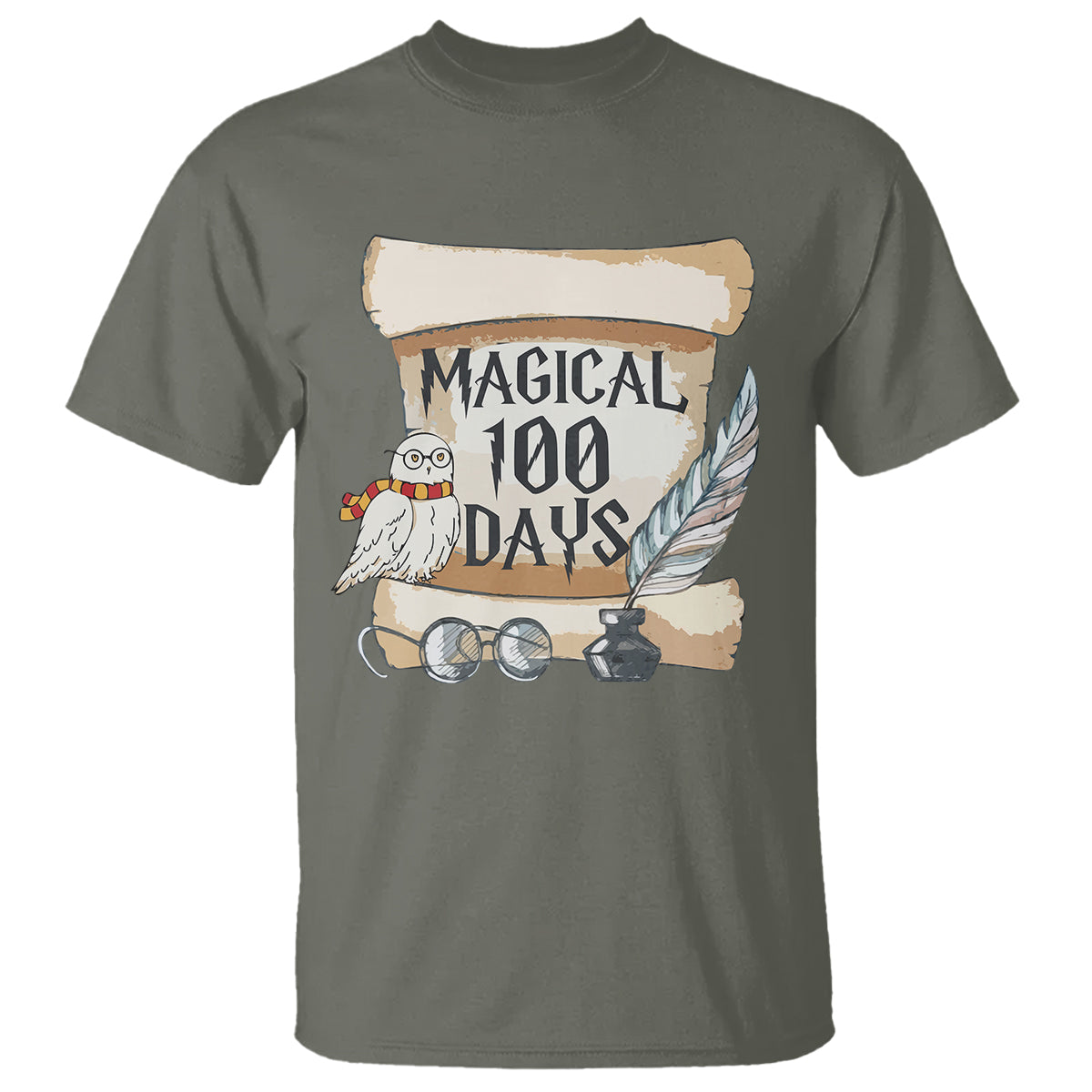 Magical 100 Days Of School Vintage Letter Magic Owl T Shirt - Wonder Print Shop