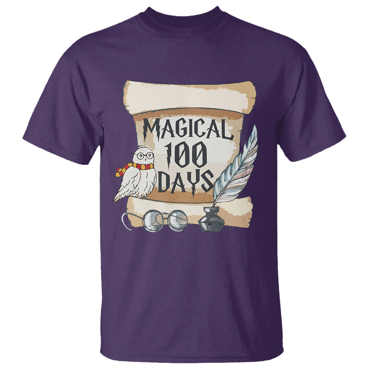 Magical 100 Days Of School Vintage Letter Magic Owl T Shirt - Wonder Print Shop