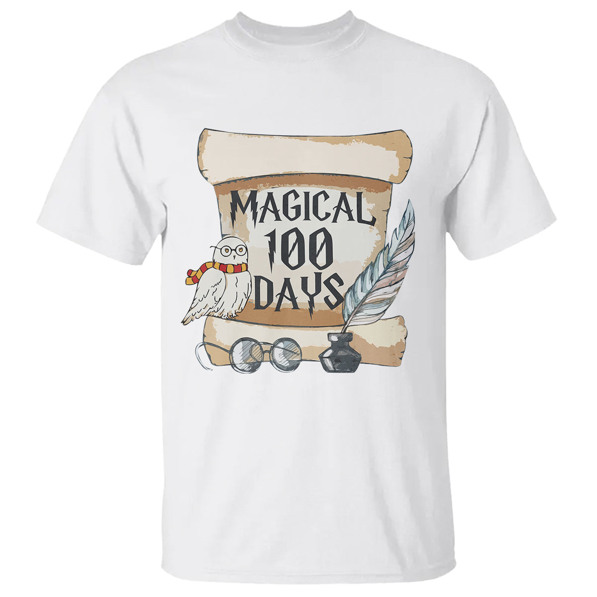 Magical 100 Days Of School Vintage Letter Magic Owl T Shirt - Wonder Print Shop