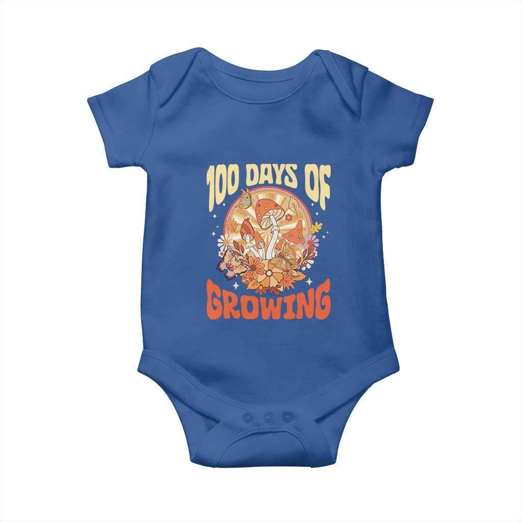 100th Day Of School Teacher Baby Onesie 100 Days Of Growing Retro Groovy Mushroom