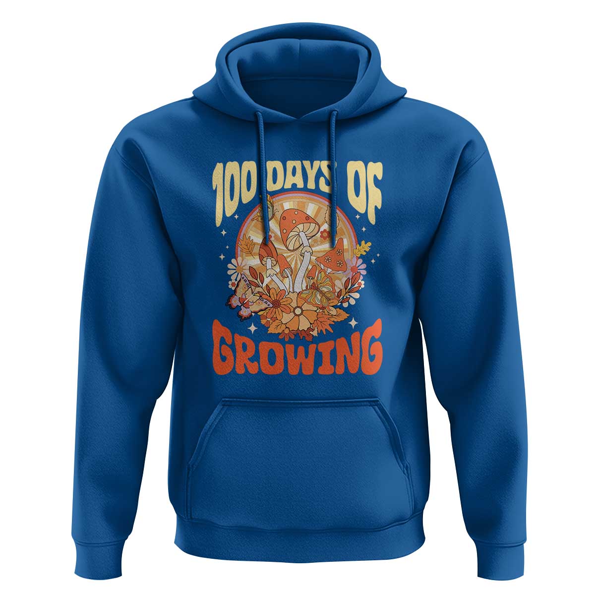 100th Day Of School Teacher Hoodie 100 Days Of Growing Retro Groovy Mushroom
