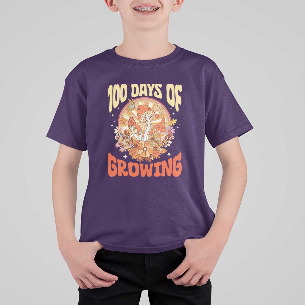 100th Day Of School Teacher T Shirt For Kid 100 Days Of Growing Retro Groovy Mushroom