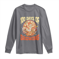 100th Day Of School Teacher Long Sleeve Shirt 100 Days Of Growing Retro Groovy Mushroom
