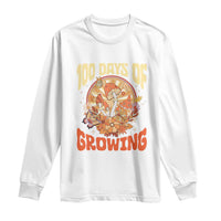 100th Day Of School Teacher Long Sleeve Shirt 100 Days Of Growing Retro Groovy Mushroom