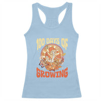 100th Day Of School Teacher Racerback Tank Top 100 Days Of Growing Retro Groovy Mushroom