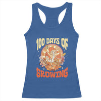 100th Day Of School Teacher Racerback Tank Top 100 Days Of Growing Retro Groovy Mushroom