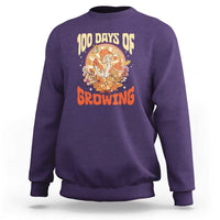 100th Day Of School Teacher Sweatshirt 100 Days Of Growing Retro Groovy Mushroom