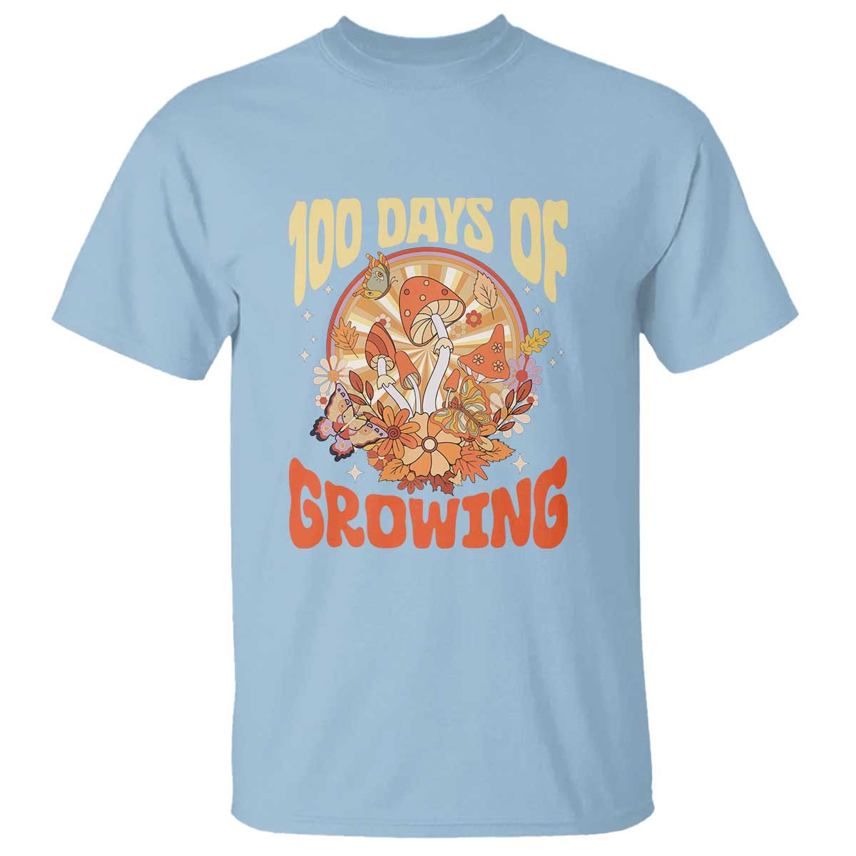 100th Day Of School Teacher T Shirt 100 Days Of Growing Retro Groovy Mushroom